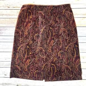 Vintage Van Heusen Midi Paisley Skirt Stretch Womens Size 12